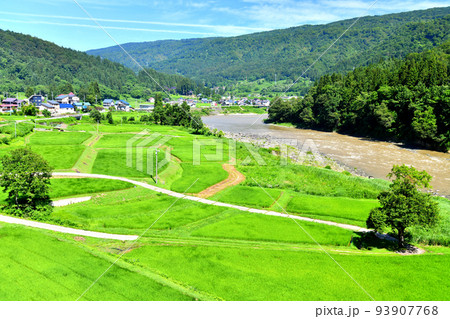 百合居橋／千曲川(水量多め)周辺の風景(長野県栄村)【2022.8】 93907768
