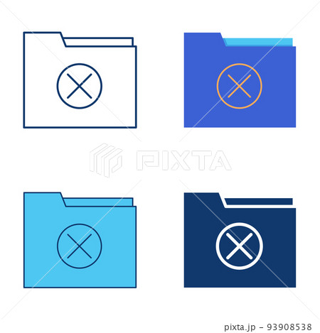 Folder with cross symbol icon set in flat and line style Folder with cross symbol icon set in flat and line style 93908538