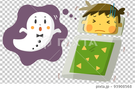 布団で悪夢にうなされる男の子 布団で悪夢にうなされる男の子 93908568