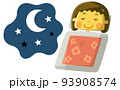 夜布団で眠っている女の子 93908574