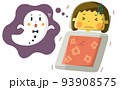 布団で悪夢にうなされる女の子 93908575