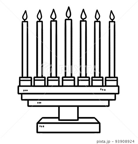 Kwanzaa Kinara Isolated Coloring Page for Kids 93908924