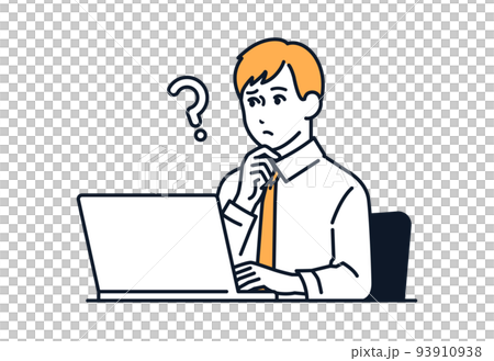 Vector illustration material of a man worried in front of a laptop 93910938