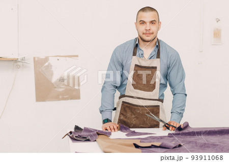 Worker Portrait at Furniture Upholstery and Manufacture fabric cloth Renovation Worker Portrait at Furniture Upholstery and Manufacture fabric cloth Renovation 93911068