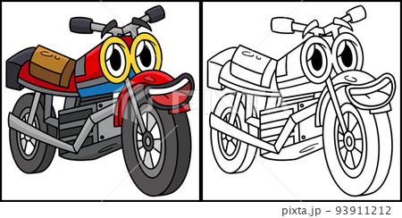 Motorcycle with Face Vehicle Coloring Illustration Motorcycle with Face Vehicle Coloring Illustration 93911212