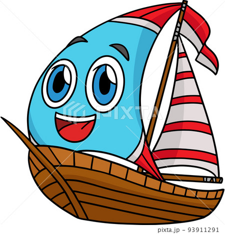 Sailboat with Face Vehicle Cartoon Colored Clipart - Stock Illustration  [93911291] - PIXTA