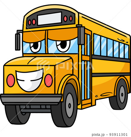 School Bus with Face Vehicle Cartoon Clipart 93911301