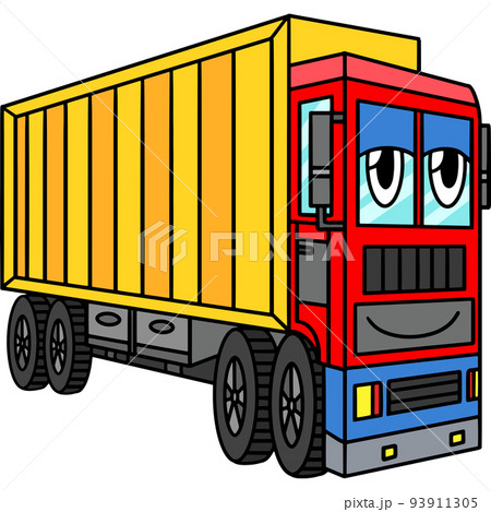 Truck with Face Vehicle Cartoon Colored Clipart 93911305