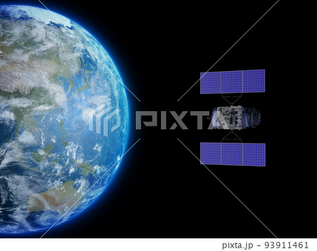 地球　日本　人工衛星B　背景　CG 93911461