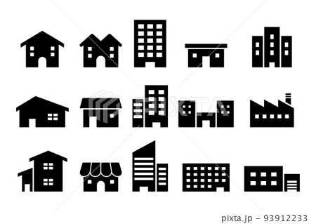 建物シルエットアイコンセット 93912233