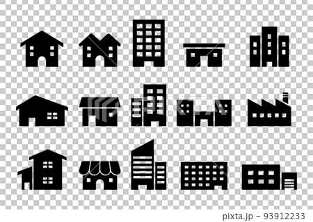 建物シルエットアイコンセット 93912233