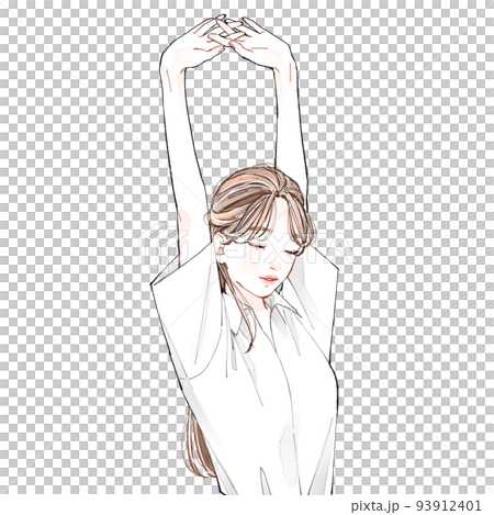 伸びをする女性 伸びをする女性 93912401