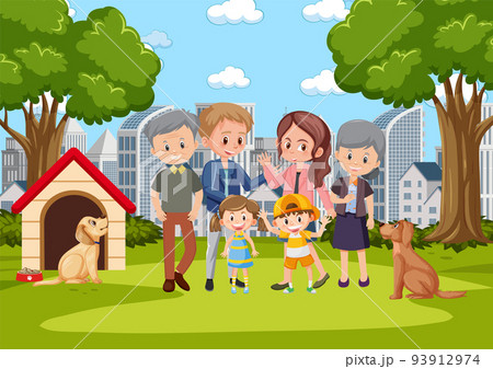 Happy family at the park 93912974