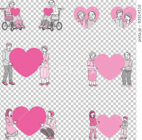Three generation family with heart _ set _ magenta black 93914510