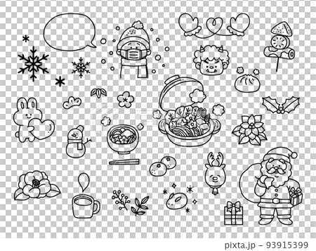 各種冬季圖案插圖集/線條畫 各種冬季圖案插圖集/線條畫 93915399