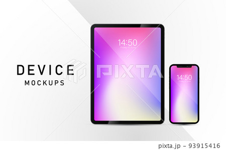 タブレットやスマートフォンなどの最新ガジェットのモックアップ 93915416