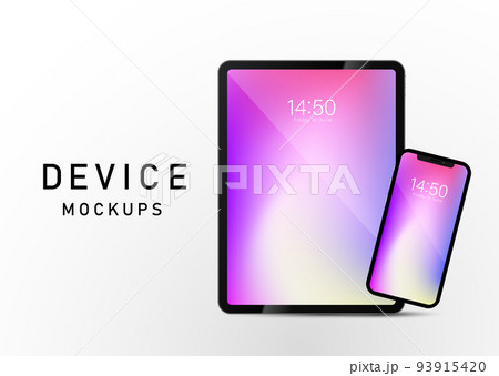 タブレットやスマートフォンなどの最新ガジェットのモックアップ 93915420