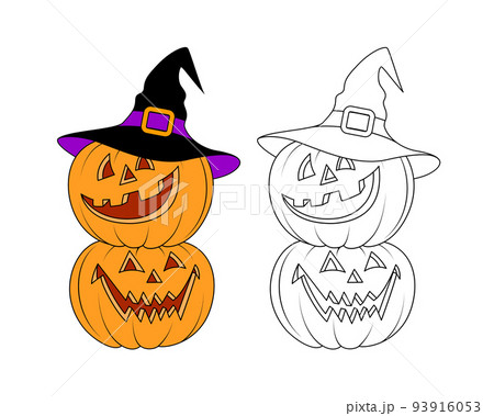Halloween pumpkin characters with hat. Halloween pumpkin characters with hat. 93916053