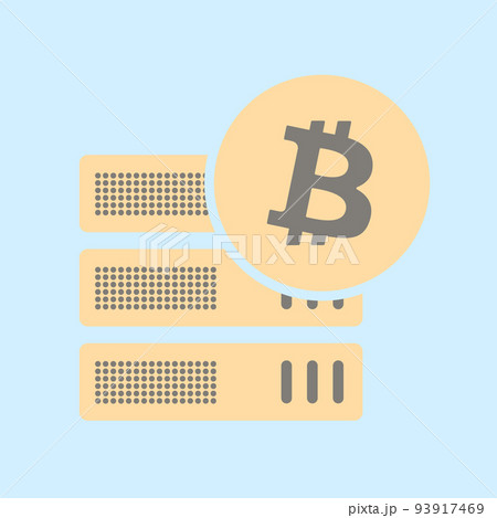 Bitcoin mining machine concept. Cryptocurrency hardware business technology thin vector icon 93917469