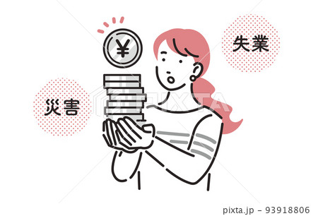 人物 生活防衛資金と女性イメージ 93918806