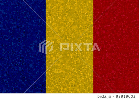 Romania flag on styrofoam texture. national flag painted on the surface of plastic foam Romania flag on styrofoam texture. national flag painted on the surface of plastic foam 93919603
