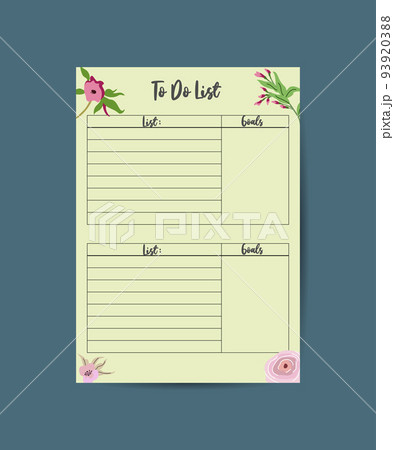 Planner and to-do list with simple illustrations. Templates for agenda, planner, checklist. green background Planner and to-do list with simple illustrations. Templates for agenda, planner, checklist. green background 93920388