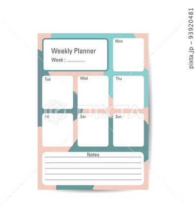 Weekly plan. Templates for notes, to-do lists. Organizer, planner, schedule for your designs. Abstract vector background Weekly plan. Templates for notes, to-do lists. Organizer, planner, schedule for your designs. Abstract vector background 93920481