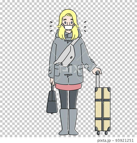 戴面具的入境冬衣白人婦女 戴面具的入境冬衣白人婦女 93921251