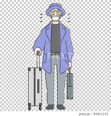 マスクを着用したインバウンド　冬服　白人男性 93921252