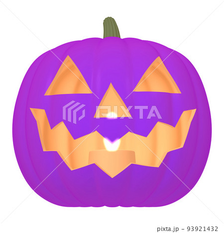 ハロウィンのイラスト素材 カボチャのお化け（C_4） 紫 発光のイラスト