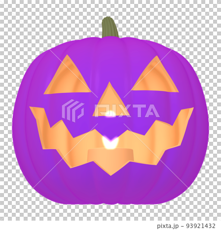 ハロウィンのイラスト素材 カボチャのお化け（C_4） 紫 発光のイラスト
