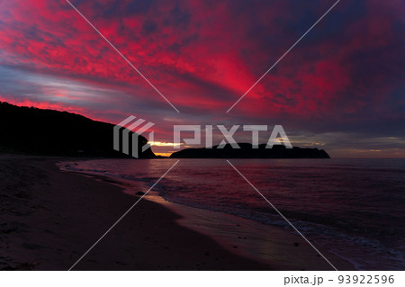 Colorful ocean beach sunrise. Colorful ocean beach sunrise. 93922596