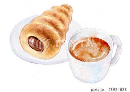 水彩イラスト チョココロネ 水彩イラスト チョココロネ 93924628