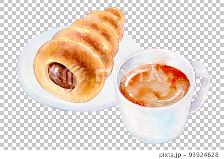 水彩イラスト チョココロネ 水彩イラスト チョココロネ 93924628