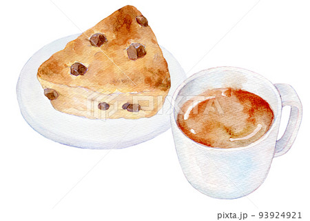 水彩イラスト　チョコチップスコーン 93924921