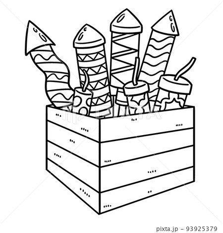 New Year Fireworks In Crate Isolated Coloring New Year Fireworks In Crate Isolated Coloring 93925379