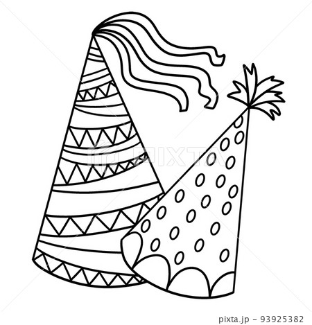 New Year Party Hat Isolated Coloring Page for Kids New Year Party Hat Isolated Coloring Page for Kids 93925382
