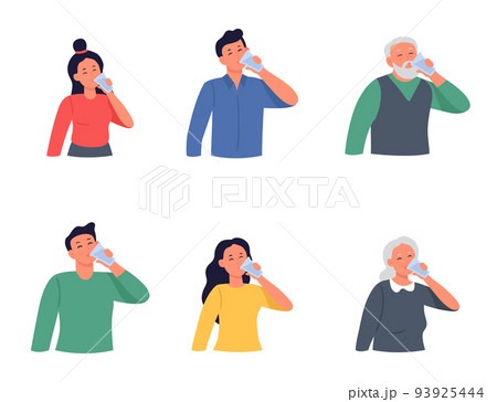 People drink water, man and woman hydration by clear drink People drink water, man and woman hydration by clear drink 93925444