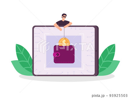 Criminal and thief hacking computer and stealing data and money 93925503