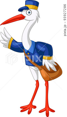 Cartoon stork postman on white background Cartoon stork postman on white background 93927286