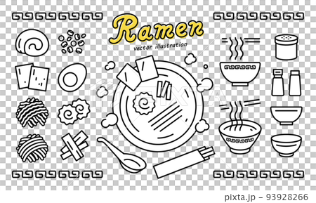 Ramen icon set Vector illustration 93928266