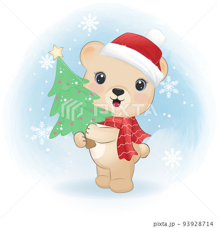 Cute Bear and Christmas tree. Christmas season 93928714