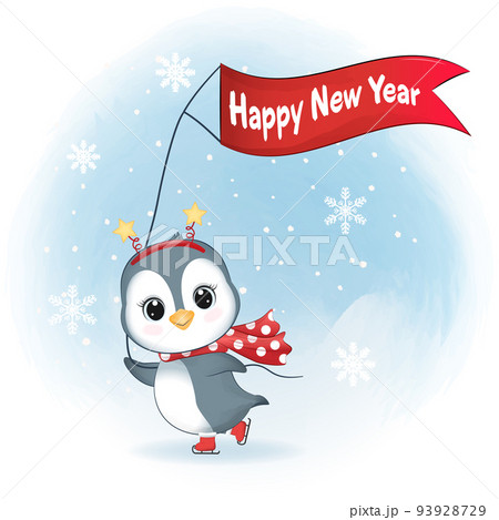 Cute Penguin Christmas season illustration Cute Penguin Christmas season illustration 93928729