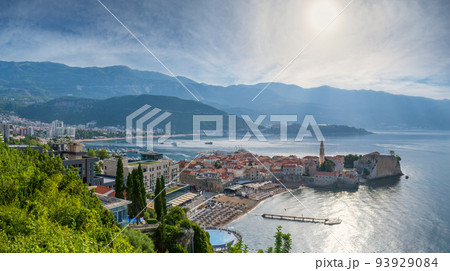 Budva old town morning summer view, Montenegro. 93929084