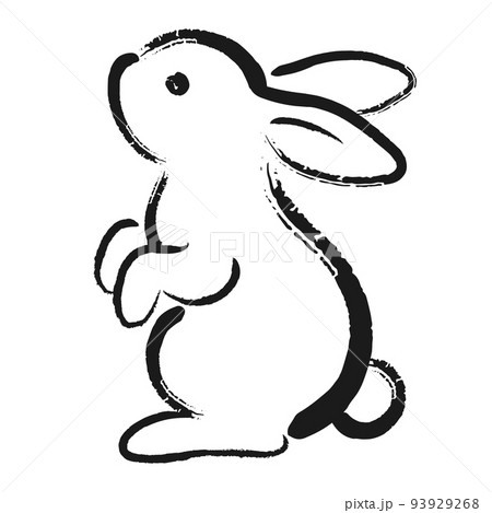 卯年年賀状_立っているうさぎのイラスト_02 卯年年賀状_立っているうさぎのイラスト_02 93929268