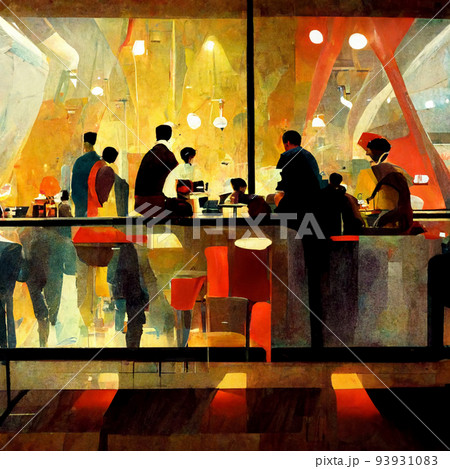 People meeting in cafe, drinking beer in pub, sitting at table or counter and talking. People meeting in cafe, drinking beer in pub, sitting at table or counter and talking. 93931083