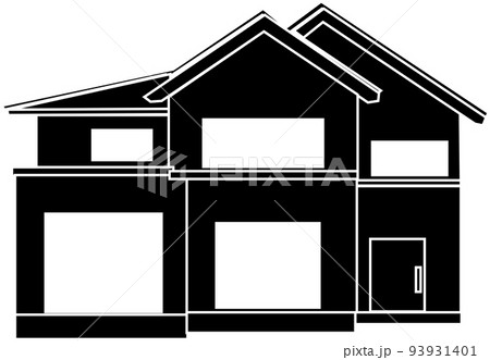 二階建ての家 シルエット のイラスト素材