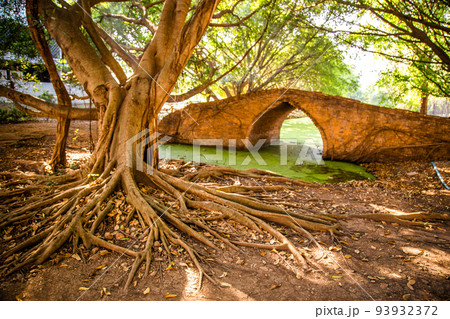 Pa Dinso Bridge between Wat Boromphuttharam and Wat Singharam in Ayutthaya, Thailand Pa Dinso Bridge between Wat Boromphuttharam and Wat Singharam in Ayutthaya, Thailand 93932372