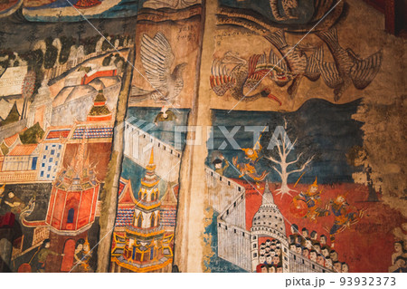 Wat Phumin temple and its wall painting in Nan city, Thailand Wat Phumin temple and its wall painting in Nan city, Thailand 93932373