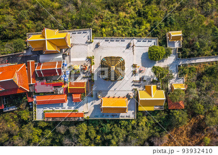 Aerial view of Wat Sangkat Rattana Khiri temple in Uthai Thani, Thailand 93932410
